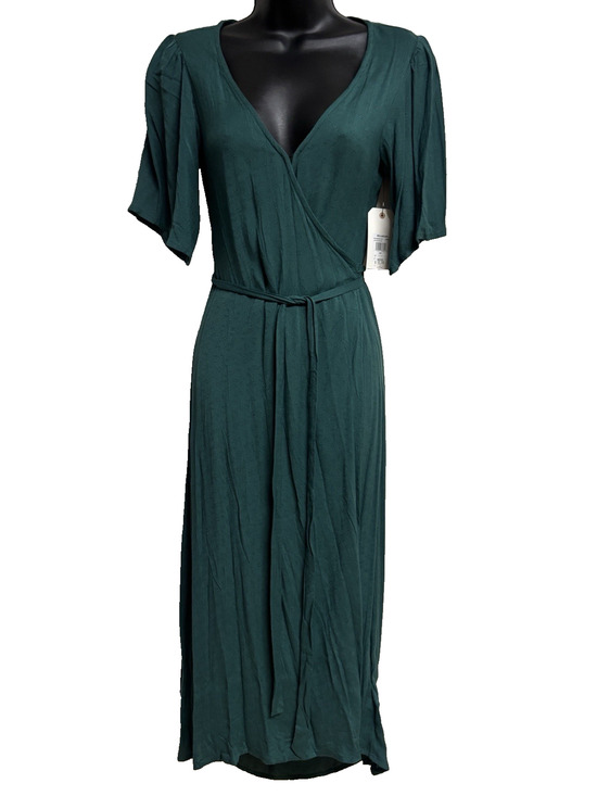 Billabong Dresses & Skirts - Billabong Wrap Dress Small S Green Short Sleeve V-Neck Women Shorebreak New